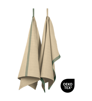 EK-TT261 - Tea Towel / Herringbone/Twill (2-pack) (Taupe/Green)